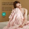 imageBedsure White Throw Fleece Blanket for Couch  Super GentleSoft Cozy Blankets for Women Cute Small Throws for Girls 50x60 Inches Wider Striped DesignCrystal Pink