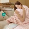 imageBedsure White Throw Fleece Blanket for Couch  Super GentleSoft Cozy Blankets for Women Cute Small Throws for Girls 50x60 Inches Wider Striped DesignCrystal Pink