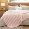 imageBedsure White Throw Fleece Blanket for Couch  Super GentleSoft Cozy Blankets for Women Cute Small Throws for Girls 50x60 Inches Wider Striped DesignCrystal Pink