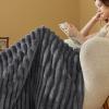 imageBedsure White Throw Fleece Blanket for Couch  Super GentleSoft Cozy Blankets for Women Cute Small Throws for Girls 50x60 Inches Wider Striped DesignDark Grey