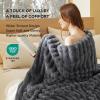imageBedsure White Throw Fleece Blanket for Couch  Super GentleSoft Cozy Blankets for Women Cute Small Throws for Girls 50x60 Inches Wider Striped DesignDark Grey