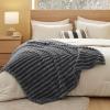 imageBedsure White Throw Fleece Blanket for Couch  Super GentleSoft Cozy Blankets for Women Cute Small Throws for Girls 50x60 Inches Wider Striped DesignDark Grey