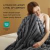 imageBedsure White Throw Fleece Blanket for Couch  Super GentleSoft Cozy Blankets for Women Cute Small Throws for Girls 50x60 Inches Wider Striped DesignDark Grey