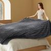 imageBedsure White Throw Fleece Blanket for Couch  Super GentleSoft Cozy Blankets for Women Cute Small Throws for Girls 50x60 Inches Wider Striped DesignDark Grey