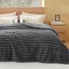 imageBedsure White Throw Fleece Blanket for Couch  Super GentleSoft Cozy Blankets for Women Cute Small Throws for Girls 50x60 Inches Wider Striped DesignDark Grey