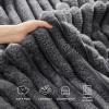 imageBedsure White Throw Fleece Blanket for Couch  Super GentleSoft Cozy Blankets for Women Cute Small Throws for Girls 50x60 Inches Wider Striped DesignDark Grey