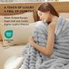 imageBedsure White Throw Fleece Blanket for Couch  Super GentleSoft Cozy Blankets for Women Cute Small Throws for Girls 50x60 Inches Wider Striped DesignLight Grey