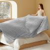 imageBedsure White Throw Fleece Blanket for Couch  Super GentleSoft Cozy Blankets for Women Cute Small Throws for Girls 50x60 Inches Wider Striped DesignLight Grey