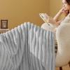 imageBedsure White Throw Fleece Blanket for Couch  Super GentleSoft Cozy Blankets for Women Cute Small Throws for Girls 50x60 Inches Wider Striped DesignLight Grey
