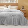 imageBedsure White Throw Fleece Blanket for Couch  Super GentleSoft Cozy Blankets for Women Cute Small Throws for Girls 50x60 Inches Wider Striped DesignLight Grey
