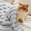 imageBedsure White Throw Fleece Blanket for Couch  Super GentleSoft Cozy Blankets for Women Cute Small Throws for Girls 50x60 Inches Wider Striped DesignLight Grey