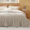 imageBedsure White Throw Fleece Blanket for Couch  Super GentleSoft Cozy Blankets for Women Cute Small Throws for Girls 50x60 Inches Wider Striped DesignNatural