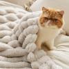 imageBedsure White Throw Fleece Blanket for Couch  Super GentleSoft Cozy Blankets for Women Cute Small Throws for Girls 50x60 Inches Wider Striped DesignNatural