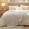 imageBedsure White Throw Fleece Blanket for Couch  Super GentleSoft Cozy Blankets for Women Cute Small Throws for Girls 50x60 Inches Wider Striped DesignNatural