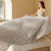 imageBedsure White Throw Fleece Blanket for Couch  Super GentleSoft Cozy Blankets for Women Cute Small Throws for Girls 50x60 Inches Wider Striped DesignNatural