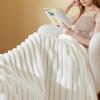 imageBedsure White Throw Fleece Blanket for Couch  Super GentleSoft Cozy Blankets for Women Cute Small Throws for Girls 50x60 Inches Wider Striped DesignWhite