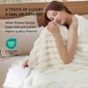 imageBedsure White Throw Fleece Blanket for Couch  Super GentleSoft Cozy Blankets for Women Cute Small Throws for Girls 50x60 Inches Wider Striped DesignWhite