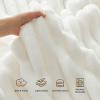 imageBedsure White Throw Fleece Blanket for Couch  Super GentleSoft Cozy Blankets for Women Cute Small Throws for Girls 50x60 Inches Wider Striped DesignWhite