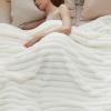 imageBedsure White Throw Fleece Blanket for Couch  Super GentleSoft Cozy Blankets for Women Cute Small Throws for Girls 50x60 Inches Wider Striped DesignWhite
