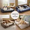 imageBedsure XL Orthopedic Dog Beds Large Sized Dog  Extra Thick Supportive Dogs Couch with Waterproof Washable Cover Extra Large Comfort Pet Bed Sofa with Soft Plush Sherpa and Nonskid Bottom Grey 42quotCream