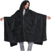 imageBedsure Blanket Poncho for Women Hooded Wearable Fleece Blanket for Adult Winter Poncho Shawl Wrap Cape as Gifts for MomCharcoal