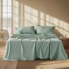 imageBedsure Linen Sheets  Queen Size Bed Blend from Linen Cotton Bedsheets Breathable Cotton Bedsheets Gifts for All Seasons 4 Pieces Linen03  Green