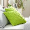 imageBedsure Throw Pillow Covers  Pack of 2 18x18 Pillow Cover Soft Cozy Fluffy Checkered Design Home Decor for Sofa Couch Bed White02lime Green