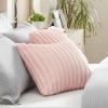 imageBedsure Throw Pillow Covers  Pack of 2 18x18 Pillow Cover Soft Cozy Fluffy Striped Design Home Decor for Sofa Couch Bed Linen07crystal Pink