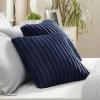imageBedsure Throw Pillow Covers  Pack of 2 18x18 Pillow Cover Soft Cozy Fluffy Striped Design Home Decor for Sofa Couch Bed Linen10blue