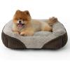 imageBedsure Washable Dog Bed Small DogCat Rectangle Fluffy Plush Kitten Puppy Bed Comfy Corduroy Fleece and Nonskid Bottom20x19x6inchesBrownBrown