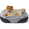 imageBedsure Washable Dog Bed Small DogCat Rectangle Fluffy Plush Kitten Puppy Bed Comfy Corduroy Fleece and Nonskid Bottom20x19x6inchesBrownGrey