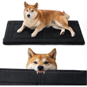 imageBedsure Chew Proof XL Dog Bed Machine Washable Dog Crate Pad Durable Kennel Pad for Chewers BlackLCrate 35L x 22W x 1Th