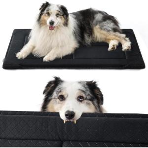 imageBedsure Chew Proof XL Dog Bed Machine Washable Dog Crate Pad Durable Kennel Pad for Chewers BlackXLCrate 41L x 27W x 1Th