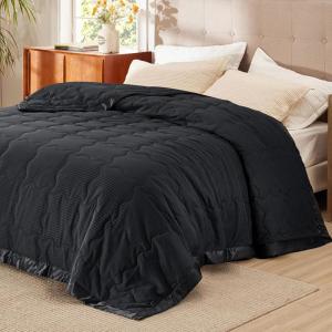 imageBedsure Lightweight Blanket for Summer Queen Size  Down Alternative Blanket with Satin Trim for Bed Light Summer Throw Grey 90x90 Inches04  Black