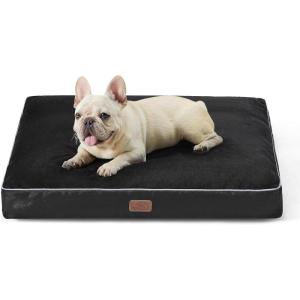 imageBedsure Washable Dog Beds Large Sized Dog  3 Inch Thicken Up to 80lbs Pet Mat Pillows with Removable Washable Cover GreyBlack