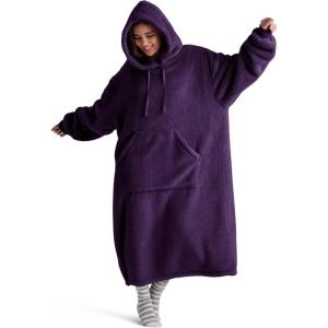imageBedsure Wearable Blanket Hoodie Gifts for Girlfriend Wife Women  Giant Shaggy Sherpa Cozy Soft Oversized Hooded BlanketDark Purple