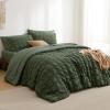 imageBedsure Bed in a Bag Queen  7 Pieces Plaid Seersucker Bedding Comforter Sets Soft Lightweight White Boho Bed Set with Comforters Queen Size Sheets Pillowcases ampamp Shams06  Olive Green