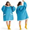 imageBedsure Blanket Hoodie Wearable Blanket for Adults ampamp Kids as Gifts for Women Men Birthday Gifts for Women Mom Girl Sherpa Oversized Hoodie Grey StandardAqua Blue