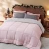 imageBedsure Comforters Queen Size Duvet Insert All Season Bed Comforter Quilted Down Alternative Duvet Box Stitched Comforter with Corner Tabs Machine Washable 88 x 88 Inches WhitePinkGrey