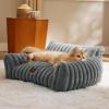 imageBedsure Cute Cat Couch for Pets  Fluffy Cat beds with Premium Soft Corduroy Fleece Fuzzy Cats beds for Indoor Cats with Removable Washable Cover Supportive Pet Sofa 24inch CreamWarm Grey