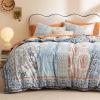 imageBedsure Duvet Cover Queen Size  100 Cotton Reversible Floral Queen Duvet Cover Set with Zipper Closure 3 Pieces Soft ampamp Breathable Green Bedding Set with 2 Pillow Shams 20quotx26quot05  Light Blue No Comforter
