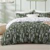 imageBedsure Duvet Cover Queen Size  Reversible Green Queen Duvet Cover Set with Zipper Closure 3 Pieces Floral Patterned Bedding Set with 8 Corner Ties and 2 Pillow Shams05  Bronze Green No Comforter