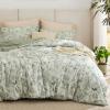 imageBedsure Floral Comforter Set Queen Size  100 Cotton Fabric with Microfiber Inner Fill Sage Green Bedding Comforter Set 3 Pieces 1 Soft Reversible Botanical Flower Comforter and 2 Pillow Shams01  Sage Green