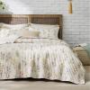 imageBedsure Floral White Quilt Set  Queen Size Reversible Quilt Bedding Set 3 Pieces Lightweight Bedspread Soft Botanical Bed Coverlet with 2 Pillow Shams for All Seasons 90quotx96quot00  Oat Milk