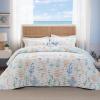 imageBedsure Floral White Quilt Set  Queen Size Reversible Quilt Bedding Set 3 Pieces Lightweight Bedspread Soft Botanical Bed Coverlet with 2 Pillow Shams for All Seasons 90quotx96quot02  Sea World