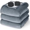 imageBedsure Heated Blanket Throw Blanket  Fast Heating Electric Blanket GentleSoft Flannel Heated Throw with 4 Time Settings 6 Heating Settings Warm Gifts for Grandma 50x60 inches Grey01  Grey