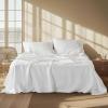 imageBedsure Linen Sheets  Queen Size Bed Blend from Linen Cotton Bedsheets Breathable Cotton Bedsheets Gifts for All Seasons 4 Pieces Linen02  Pure White