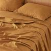imageBedsure Linen Sheets  Queen Size Bed Blend from Linen Cotton Bedsheets Breathable Cotton Bedsheets Gifts for All Seasons 4 Pieces Linen04  Pumpkin Yellow