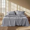 imageBedsure Linen Sheets  Queen Size Bed Blend from Linen Cotton Bedsheets Breathable Cotton Bedsheets Gifts for All Seasons 4 Pieces Linen05  Light Grey