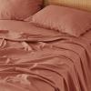 imageBedsure Linen Sheets  Queen Size Bed Blend from Linen Cotton Bedsheets Breathable Cotton Bedsheets Gifts for All Seasons 4 Pieces Linen06  Terracotta